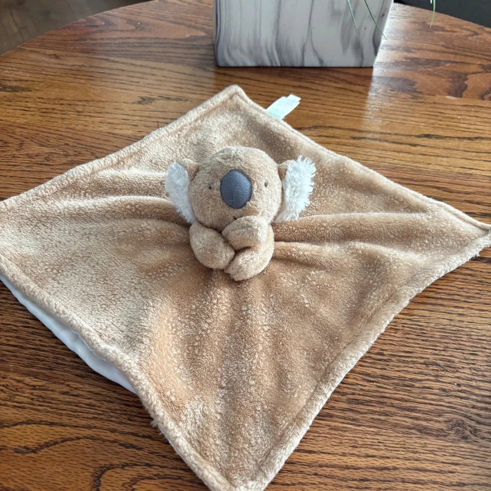 Child of Mine by Carters Koala Bear Lovey Security Blanket Tan White Plush Satin